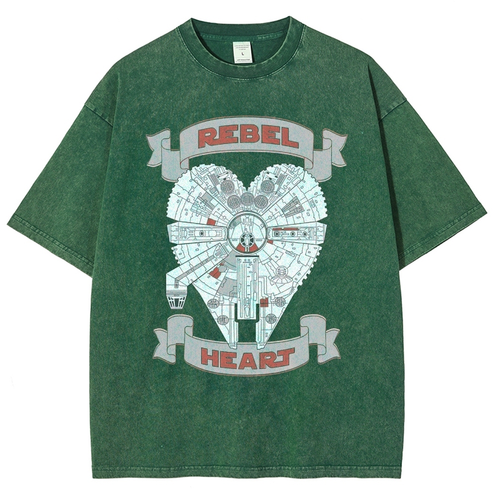 Rebel Heart Space Ship Graphic Washed T-Shirt