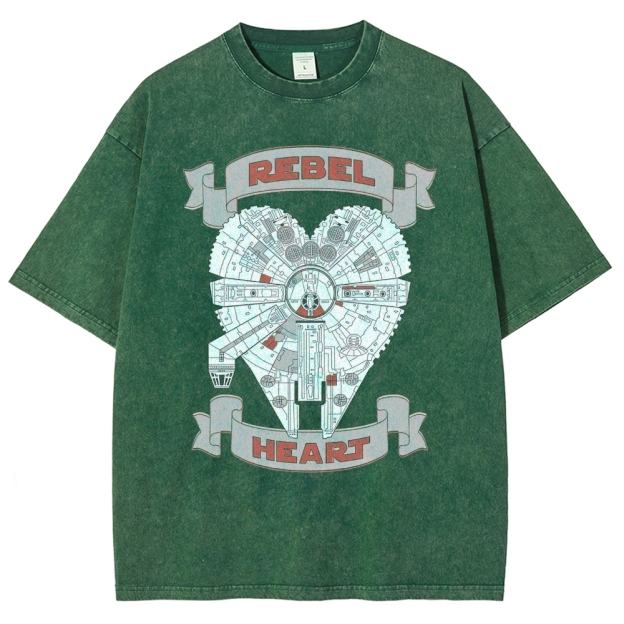 Rebel Heart Space Ship Graphic Washed T-Shirt