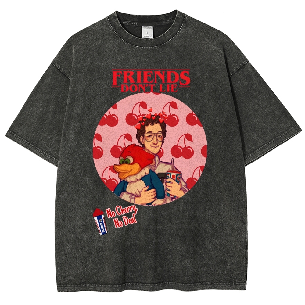Friends Don't Lie Cherry Graphic Washed T-Shirt