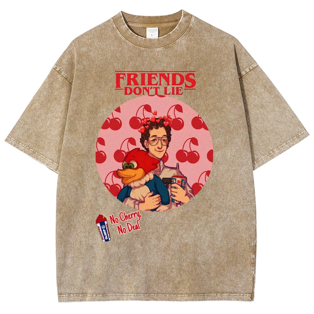 Friends Don't Lie Cherry Graphic Washed T-Shirt