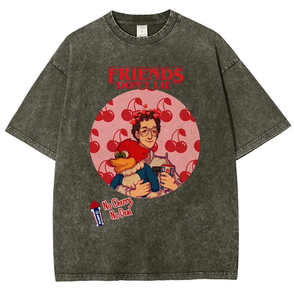 Friends Don't Lie Cherry Graphic Washed T-Shirt