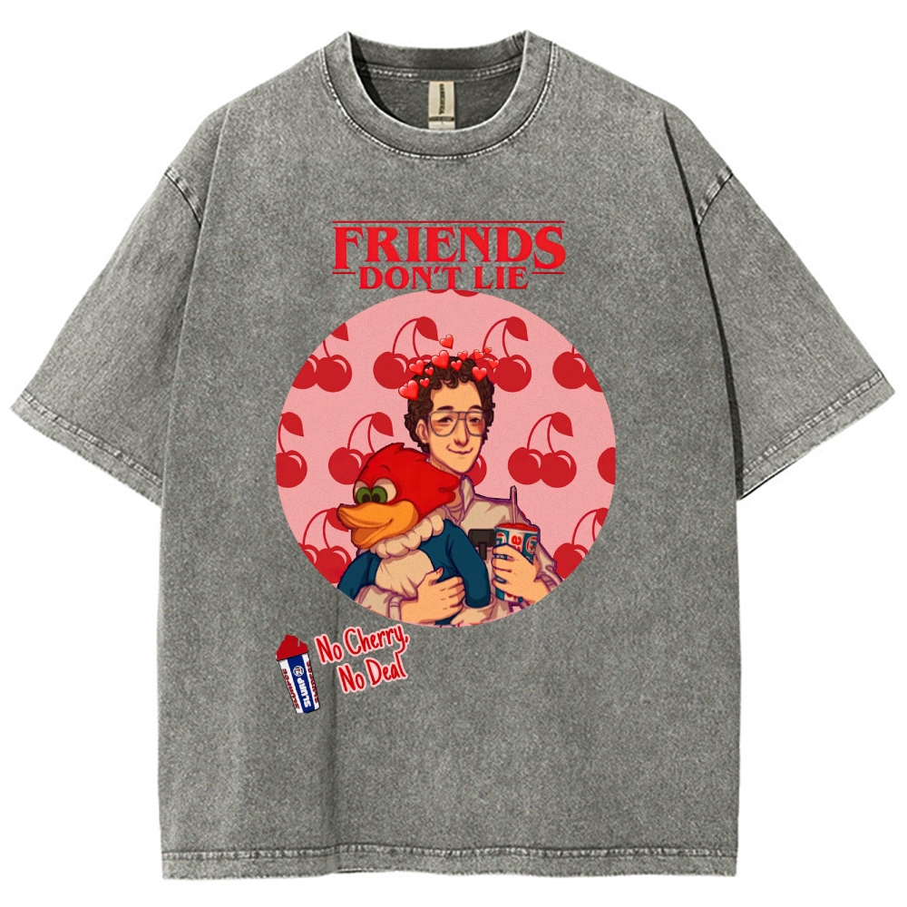 Friends Don't Lie Cherry Graphic Washed T-Shirt