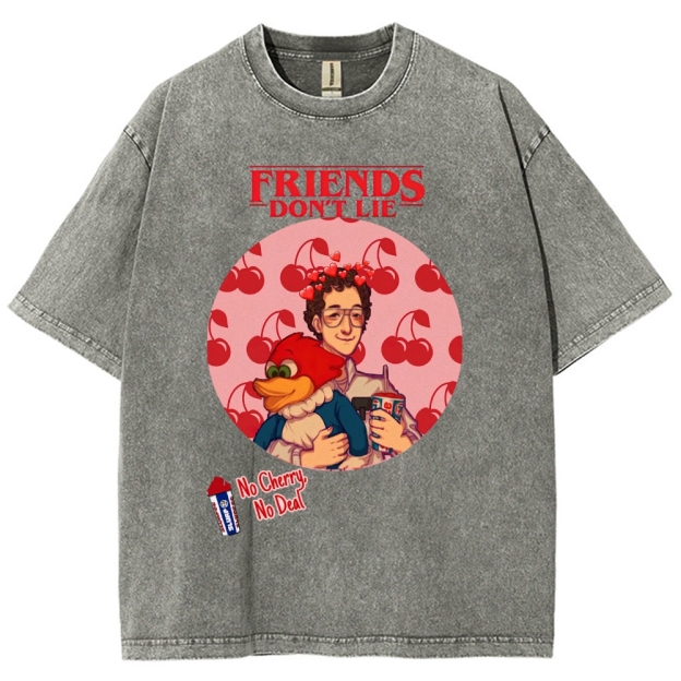 Friends Don't Lie Cherry Graphic Washed T-Shirt