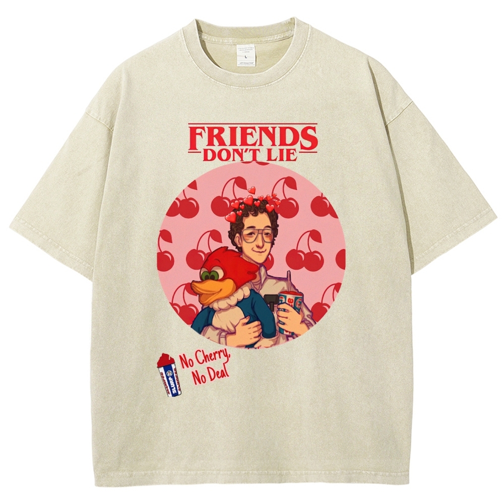 Friends Don't Lie Cherry Graphic Washed T-Shirt