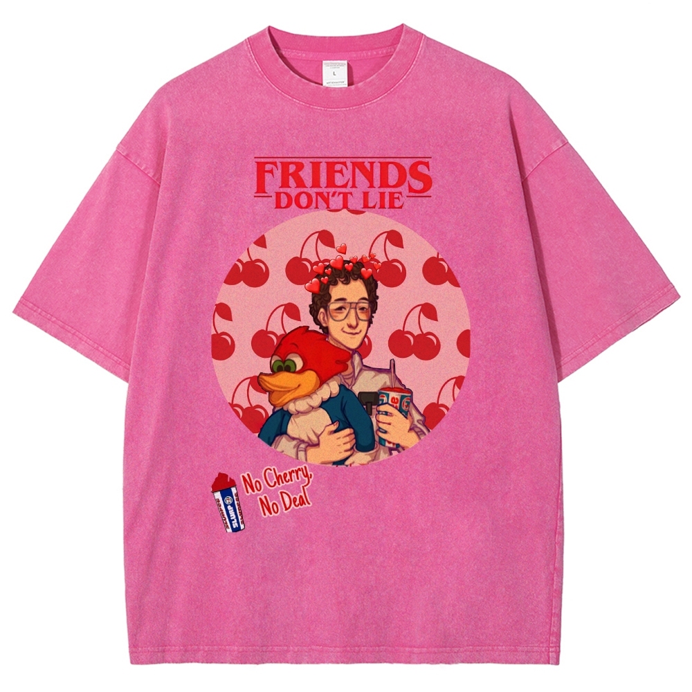 Friends Don't Lie Cherry Graphic Washed T-Shirt