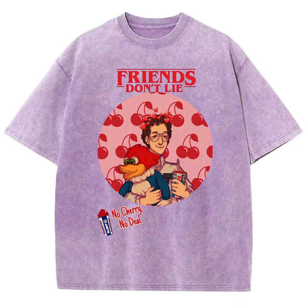 Friends Don't Lie Cherry Graphic Washed T-Shirt