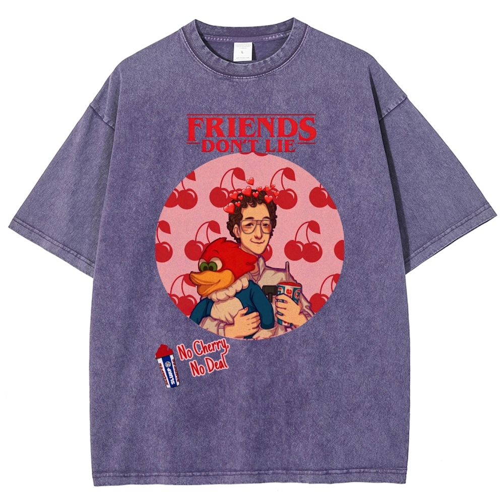 Friends Don't Lie Cherry Graphic Washed T-Shirt