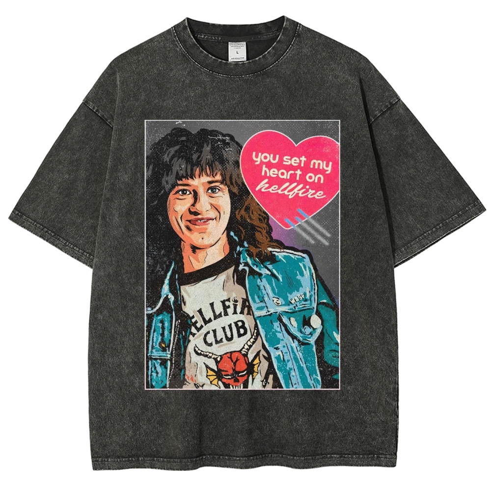 You Set My Heart on Hellfire Graphic Washed T-Shirt