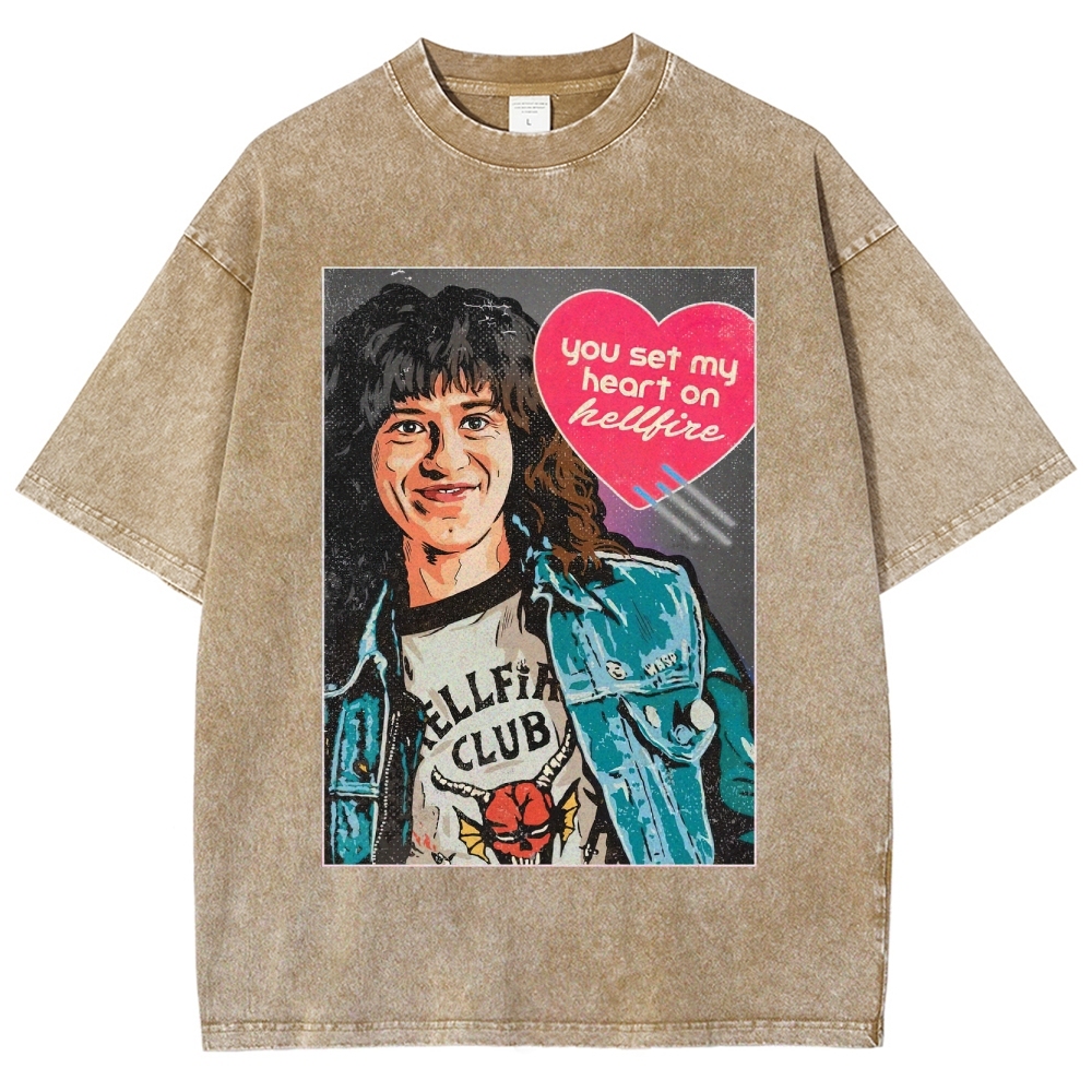 You Set My Heart on Hellfire Graphic Washed T-Shirt