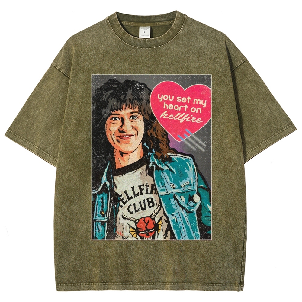You Set My Heart on Hellfire Graphic Washed T-Shirt
