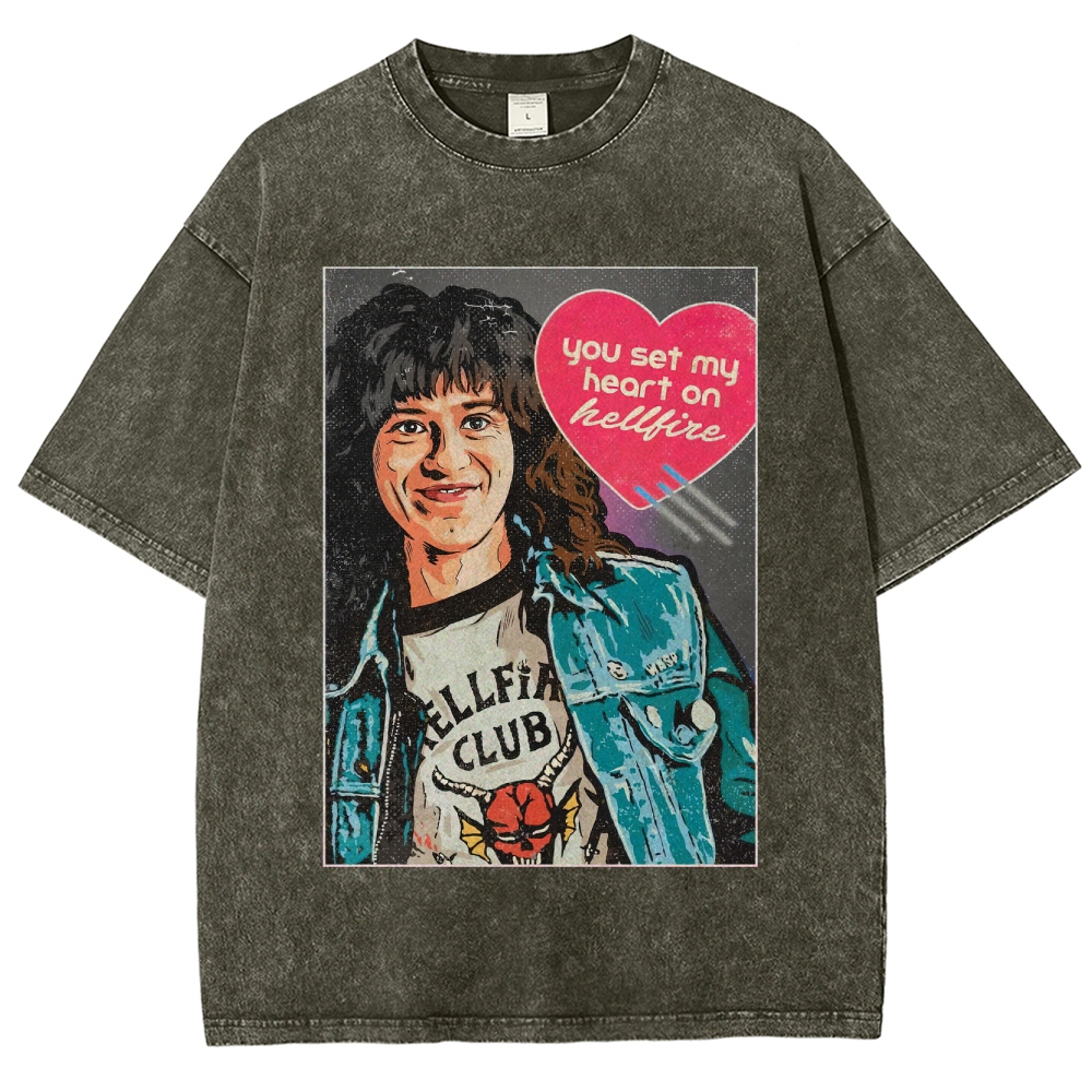 You Set My Heart on Hellfire Graphic Washed T-Shirt