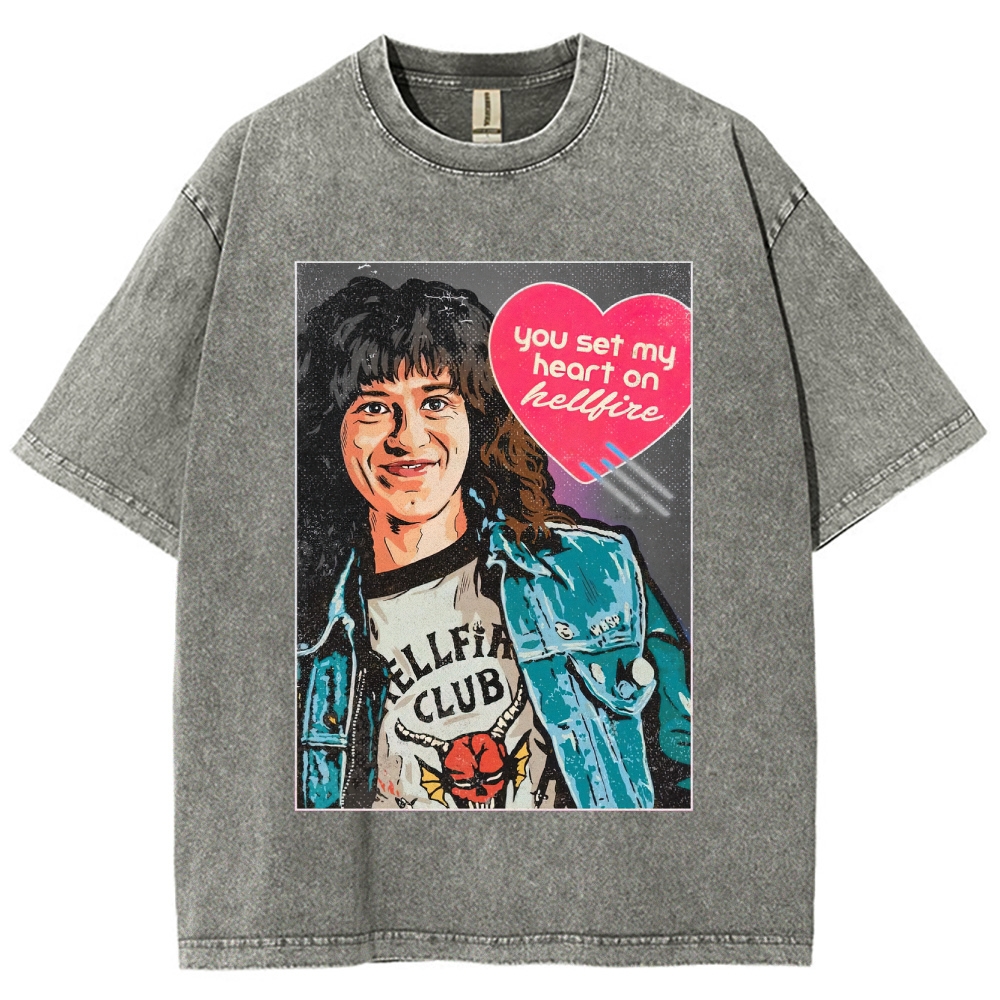 You Set My Heart on Hellfire Graphic Washed T-Shirt