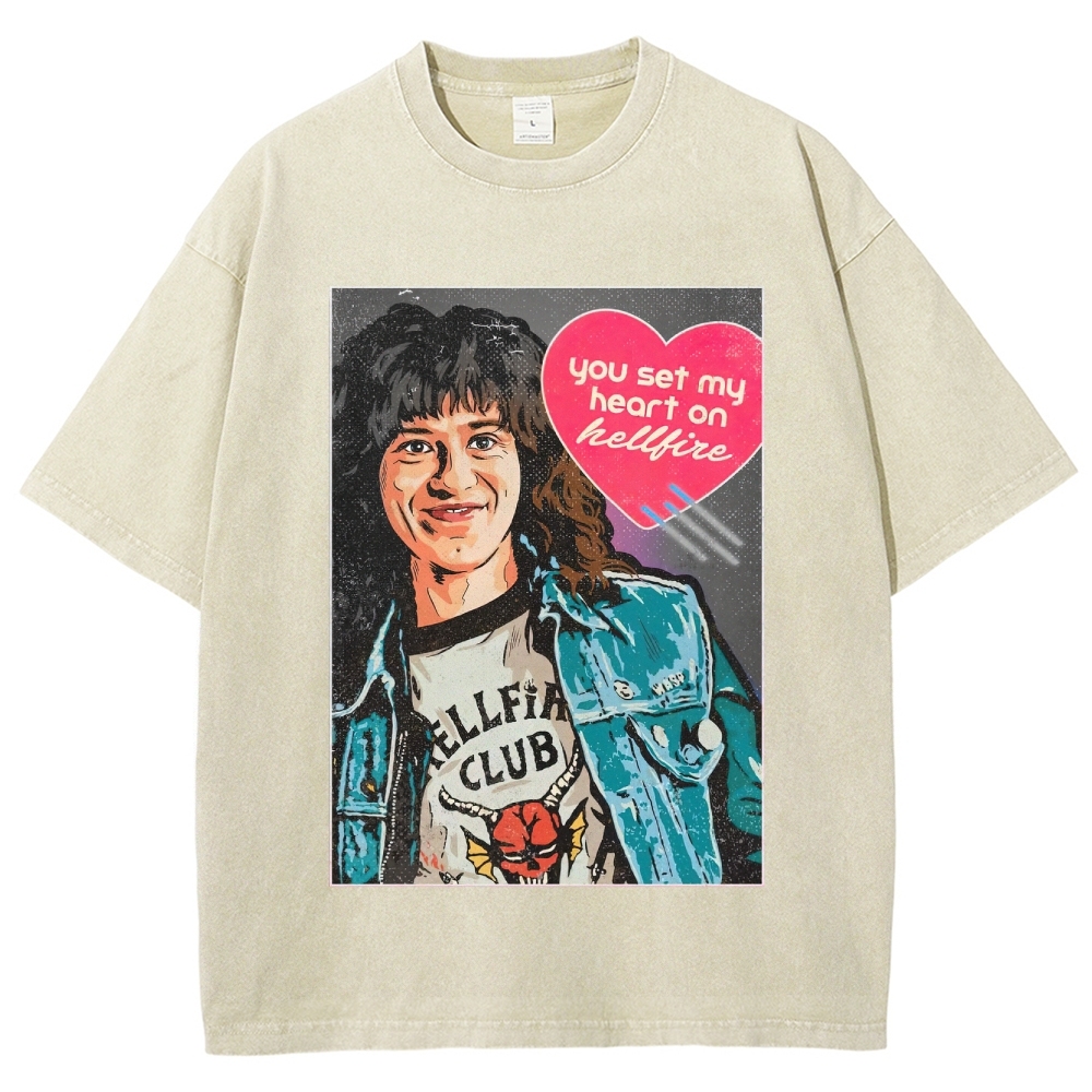 You Set My Heart on Hellfire Graphic Washed T-Shirt