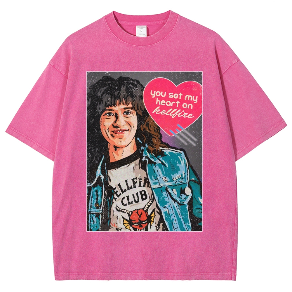 You Set My Heart on Hellfire Graphic Washed T-Shirt