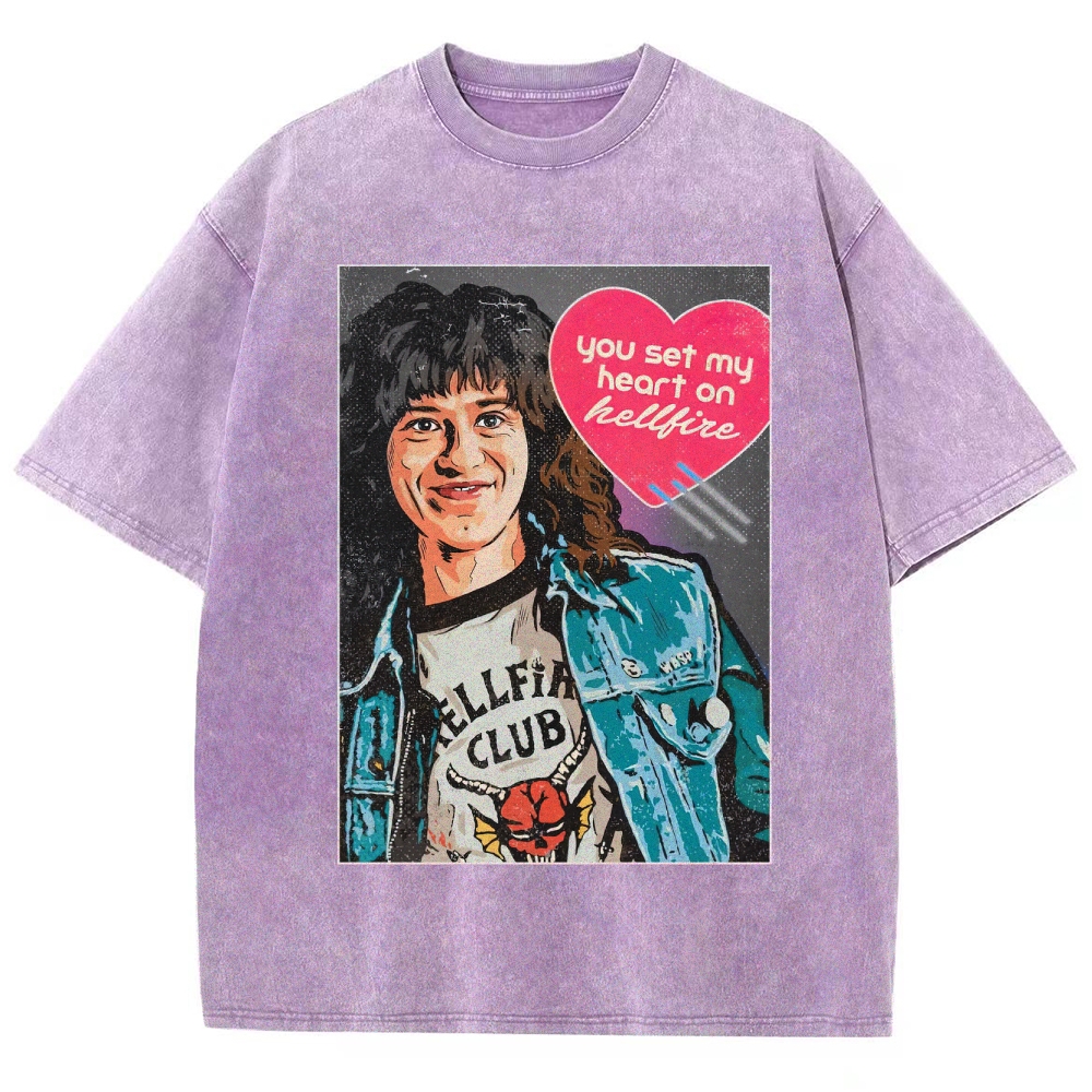You Set My Heart on Hellfire Graphic Washed T-Shirt