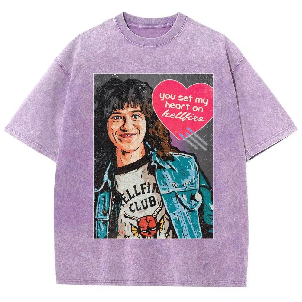You Set My Heart on Hellfire Graphic Washed T-Shirt