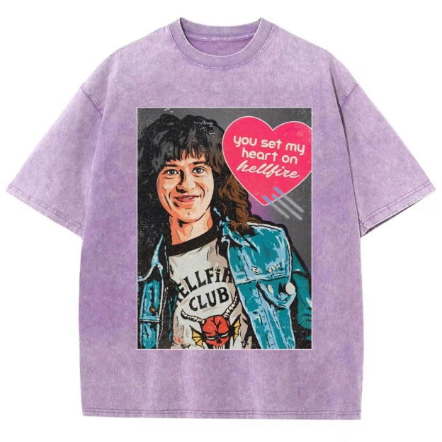 You Set My Heart on Hellfire Graphic Washed T-Shirt