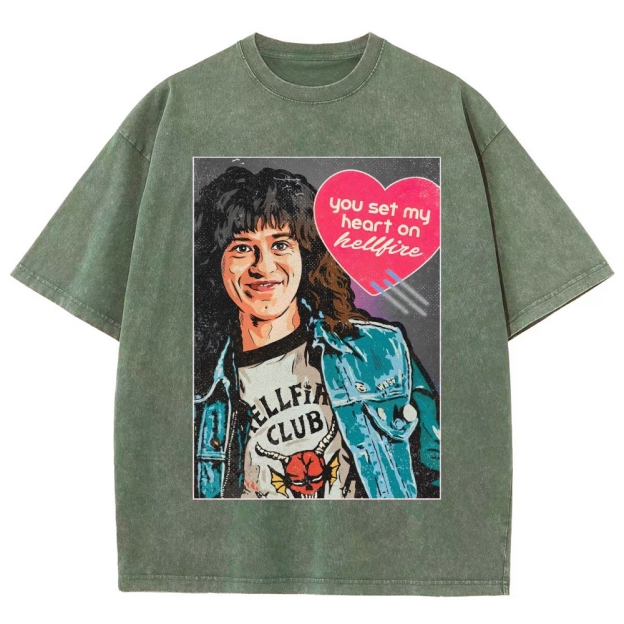 You Set My Heart on Hellfire Graphic Washed T-Shirt