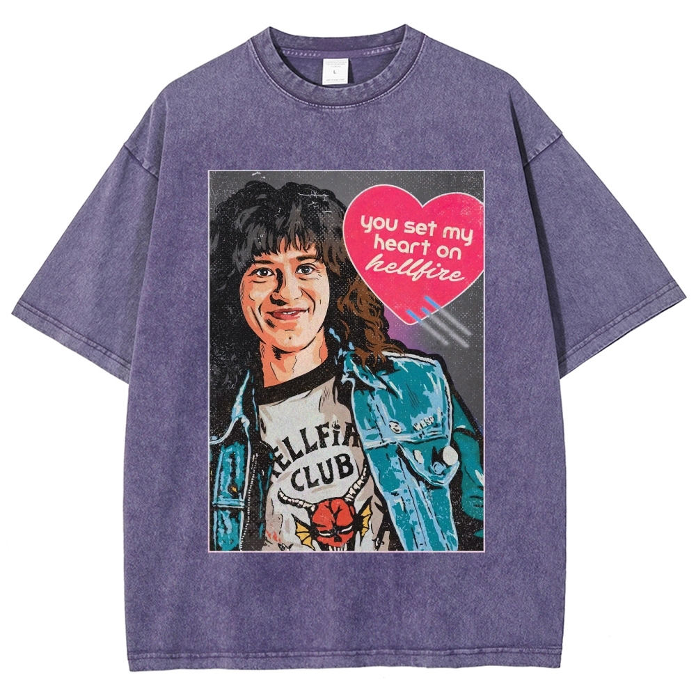 You Set My Heart on Hellfire Graphic Washed T-Shirt