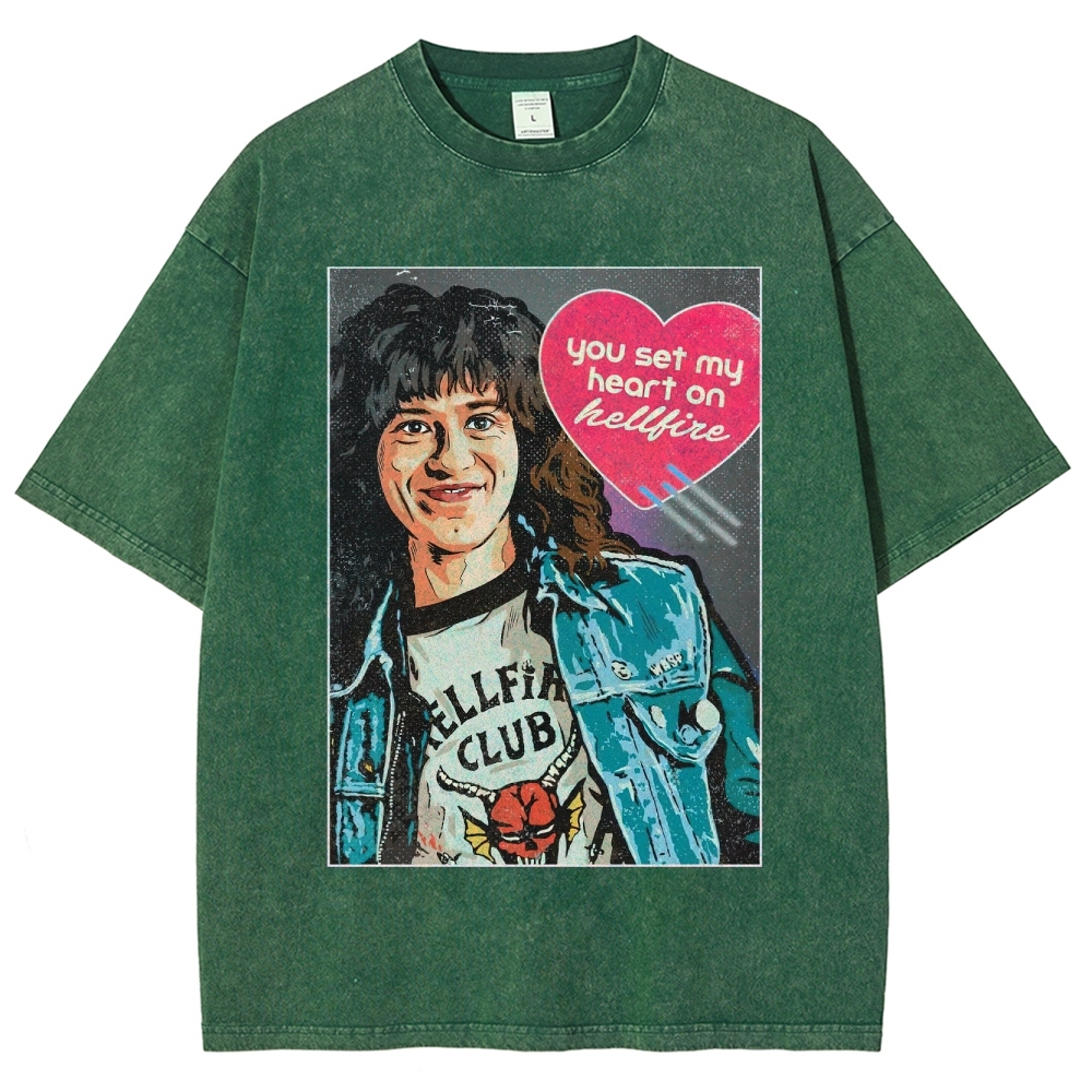 You Set My Heart on Hellfire Graphic Washed T-Shirt