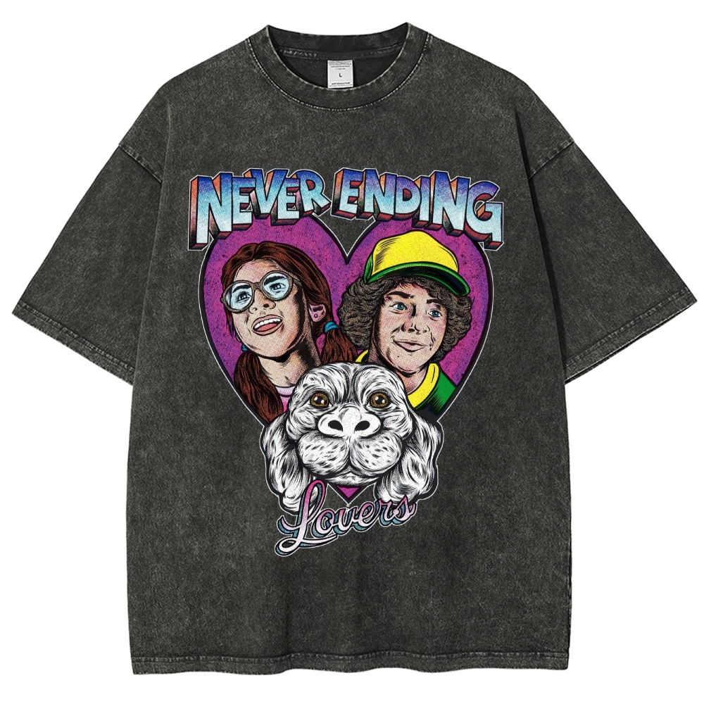 Never Ending Lovers Graphic Washed T-Shirt