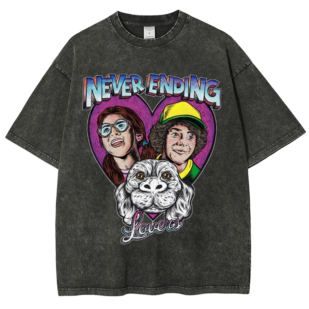 Never Ending Lovers Graphic Washed T-Shirt