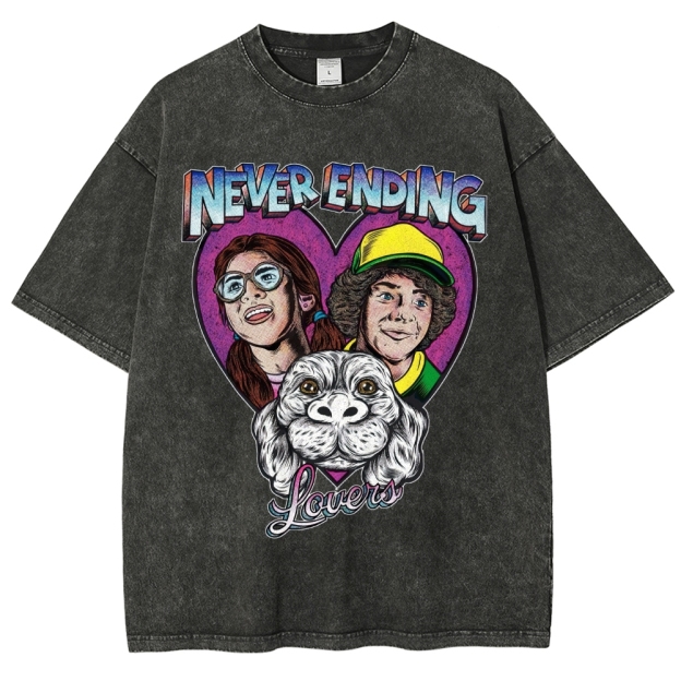 Never Ending Lovers Graphic Washed T-Shirt