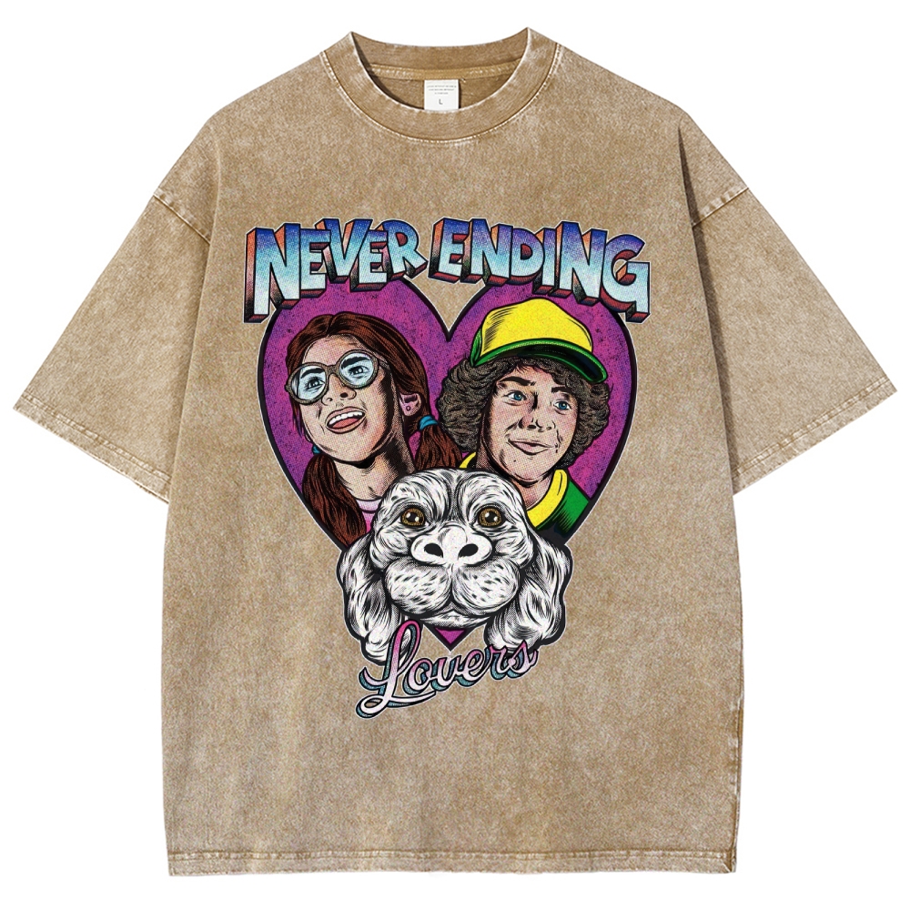 Never Ending Lovers Graphic Washed T-Shirt