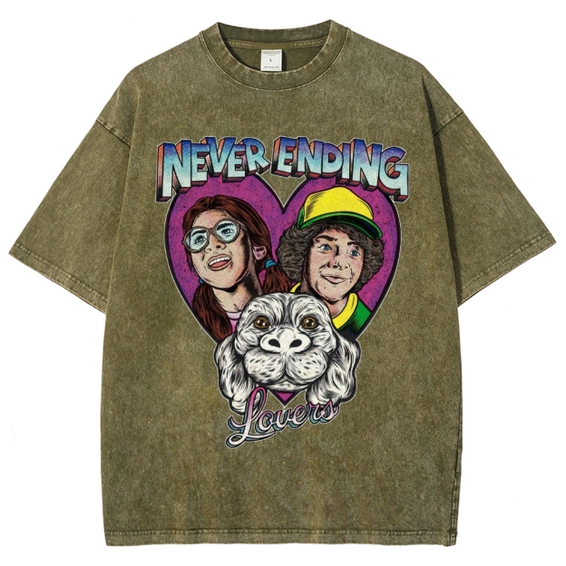 Never Ending Lovers Graphic Washed T-Shirt