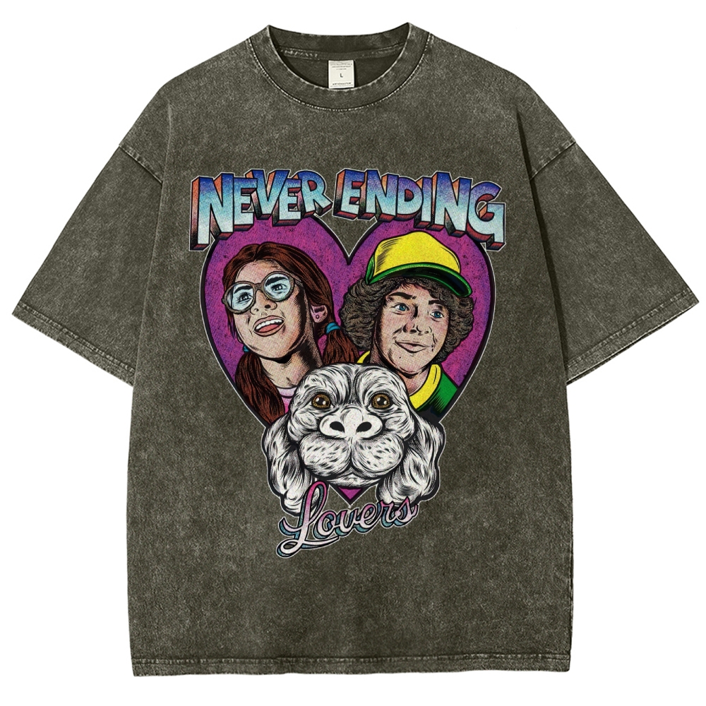 Never Ending Lovers Graphic Washed T-Shirt