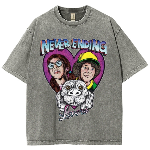 Never Ending Lovers Graphic Washed T-Shirt