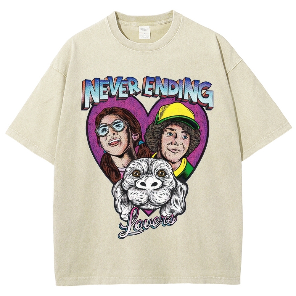 Never Ending Lovers Graphic Washed T-Shirt