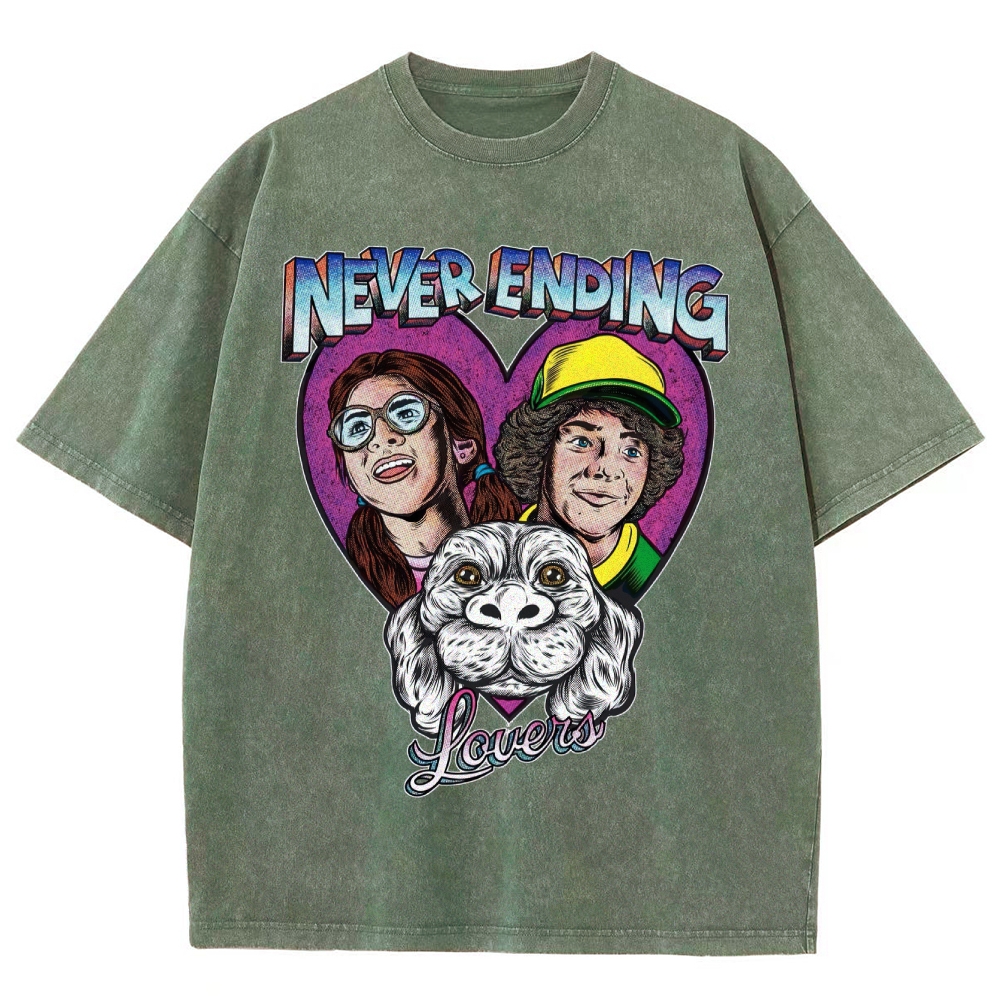 Never Ending Lovers Graphic Washed T-Shirt