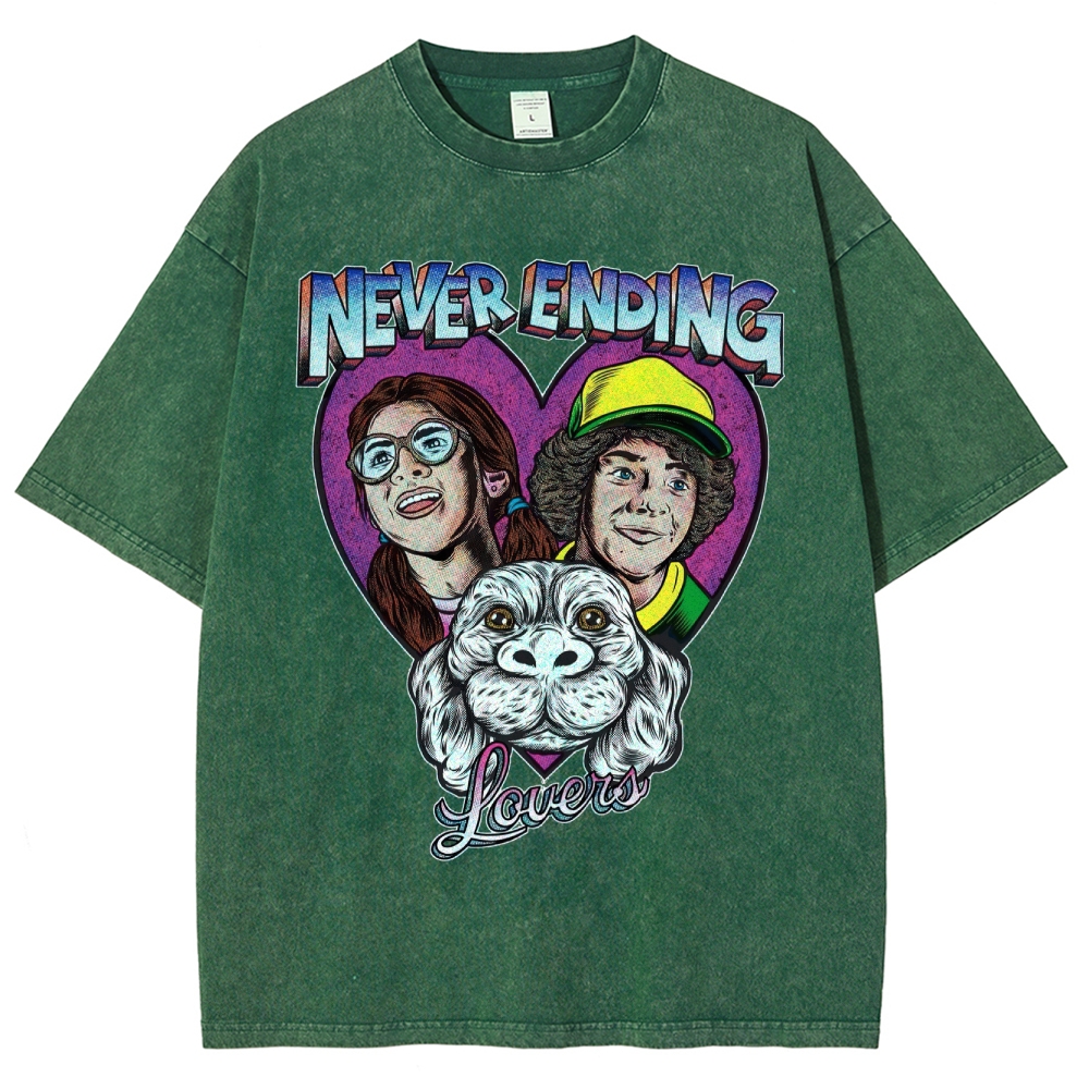 Never Ending Lovers Graphic Washed T-Shirt