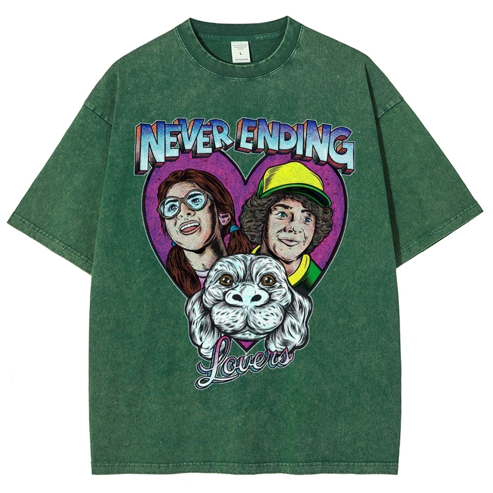 Never Ending Lovers Graphic Washed T-Shirt
