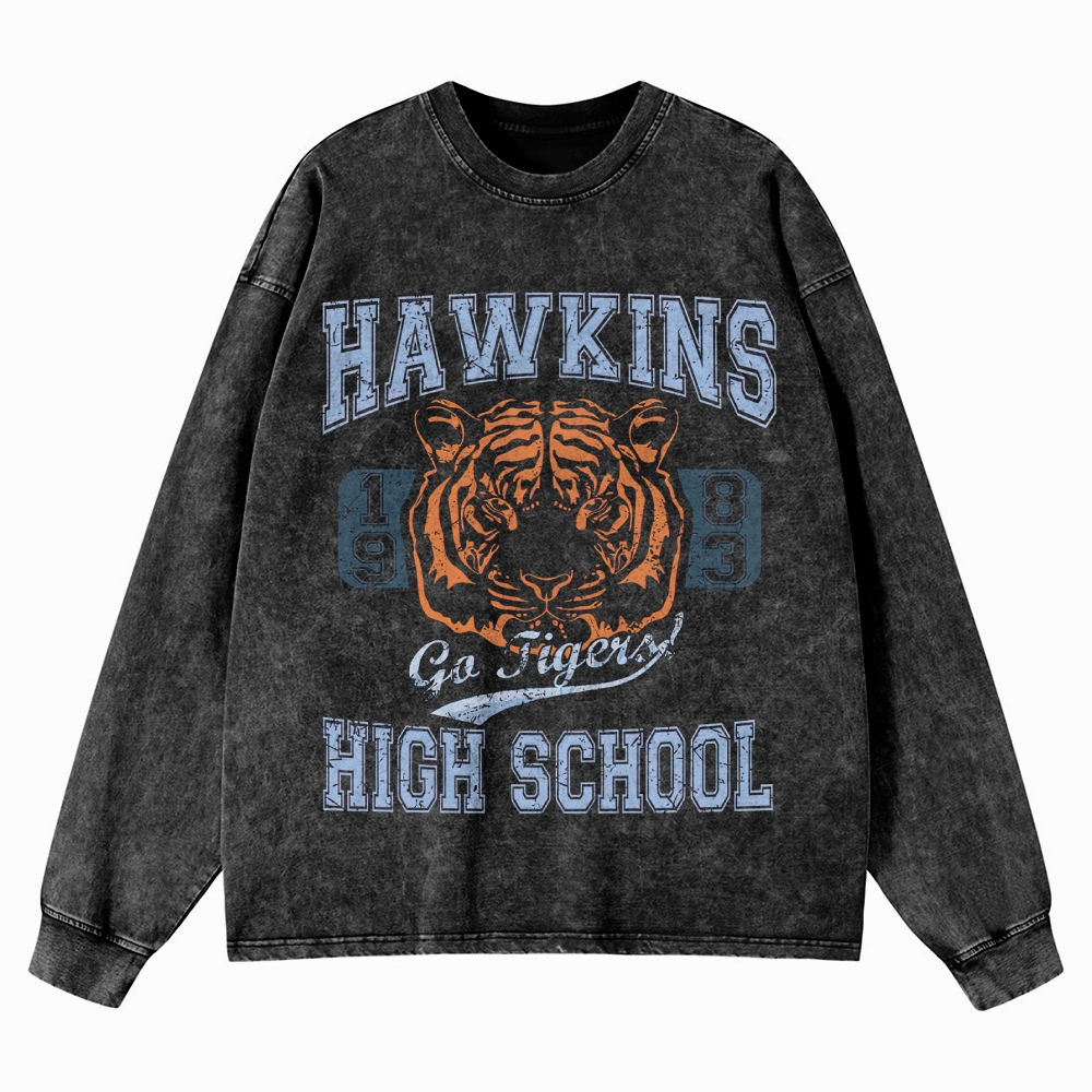 Hawkins High School Washed Long-Sleeved T-Shirt