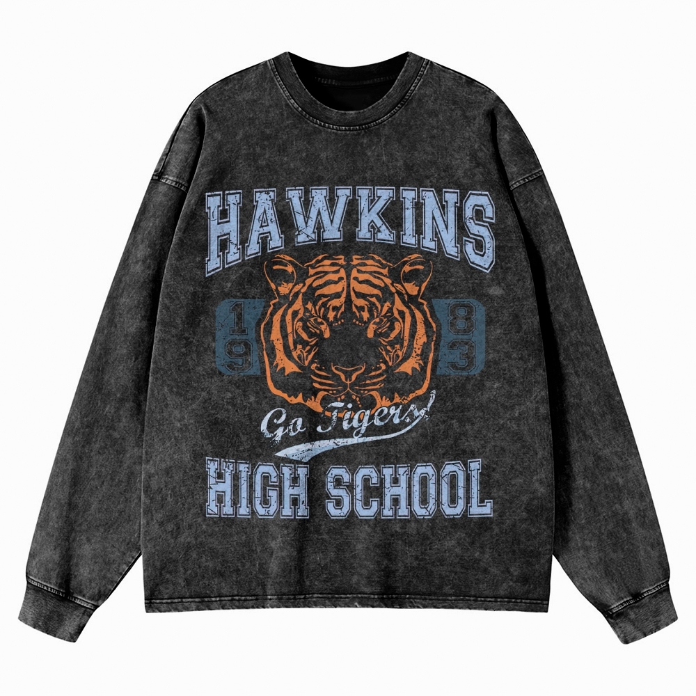 Hawkins High School Washed Long-Sleeved T-Shirt