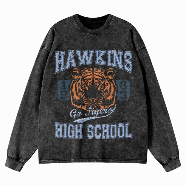 Hawkins High School Washed Long-Sleeved T-Shirt