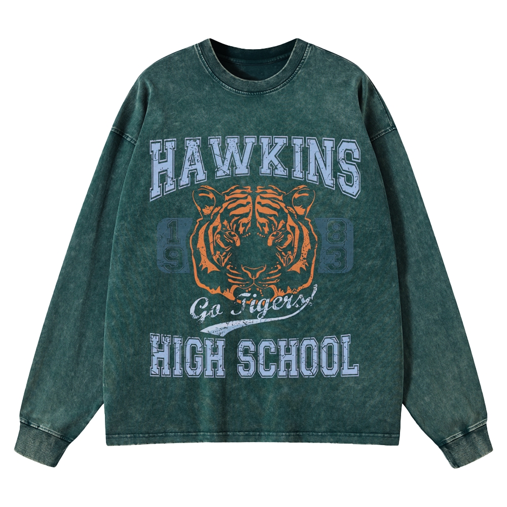 Hawkins High School Washed Long-Sleeved T-Shirt