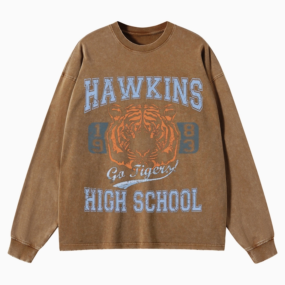 Hawkins High School Washed Long-Sleeved T-Shirt