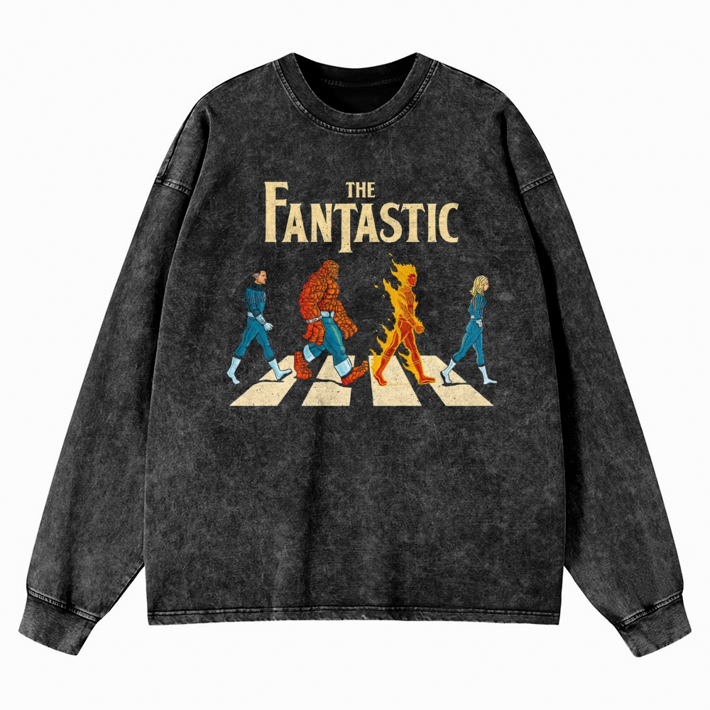 Crosswalk Hero Group Graphic Washed Long-Sleeved T-Shirt