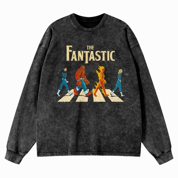 Crosswalk Hero Group Graphic Washed Long-Sleeved T-Shirt