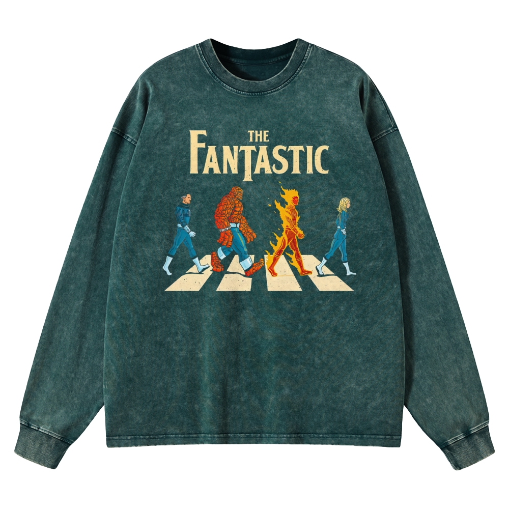 Crosswalk Hero Group Graphic Washed Long-Sleeved T-Shirt