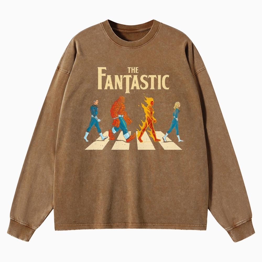 Crosswalk Hero Group Graphic Washed Long-Sleeved T-Shirt