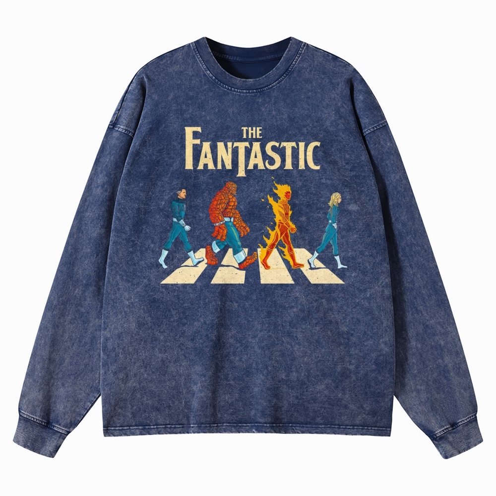 Crosswalk Hero Group Graphic Washed Long-Sleeved T-Shirt