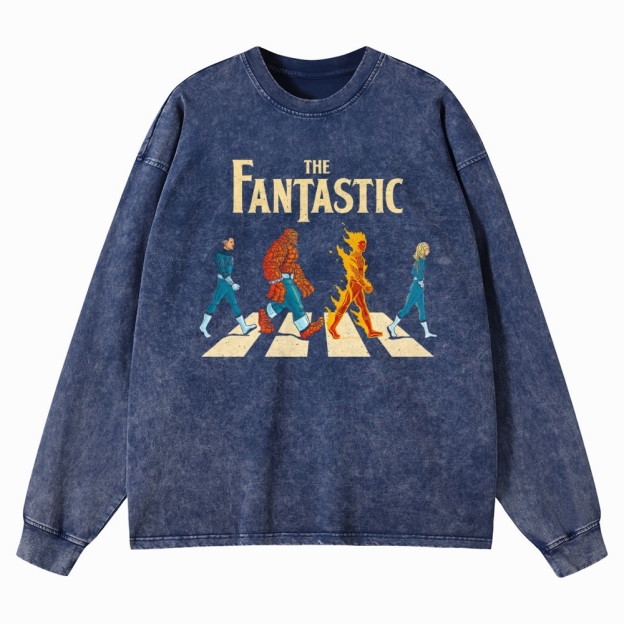 Crosswalk Hero Group Graphic Washed Long-Sleeved T-Shirt