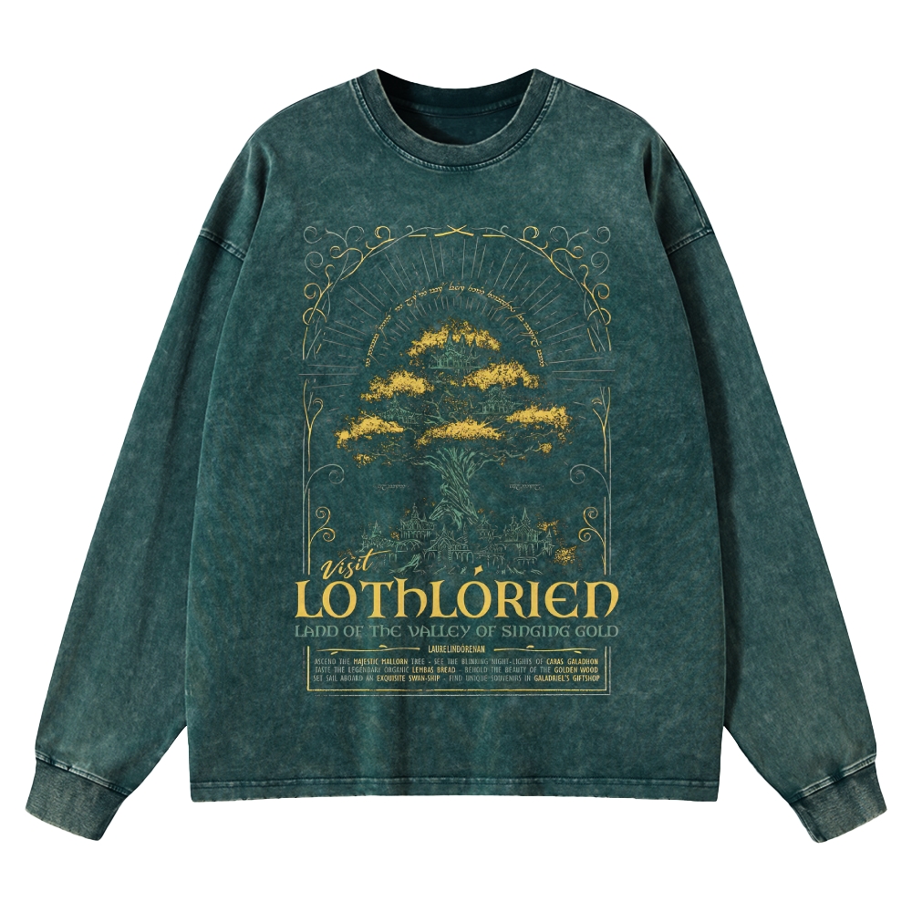 Golden Tree Valley Graphic Washed Long-Sleeved T-Shirt