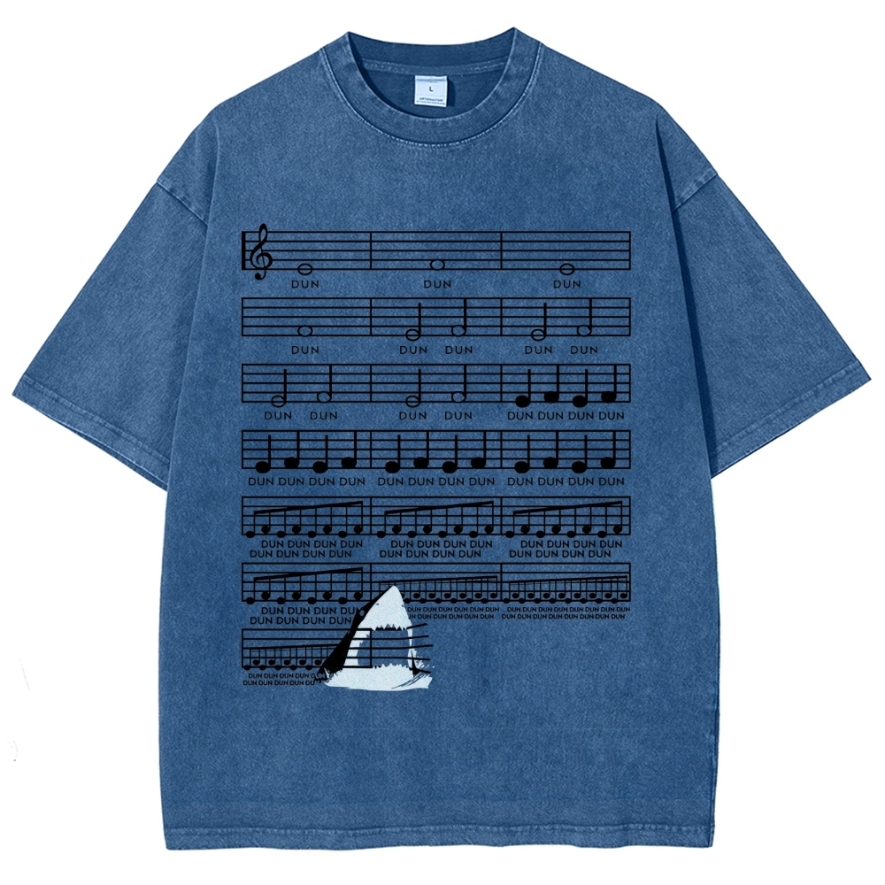 DUN DUN Musical Score Graphic Washed T-Shirt