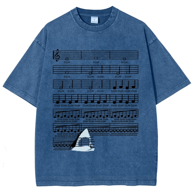 DUN DUN Musical Score Graphic Washed T-Shirt