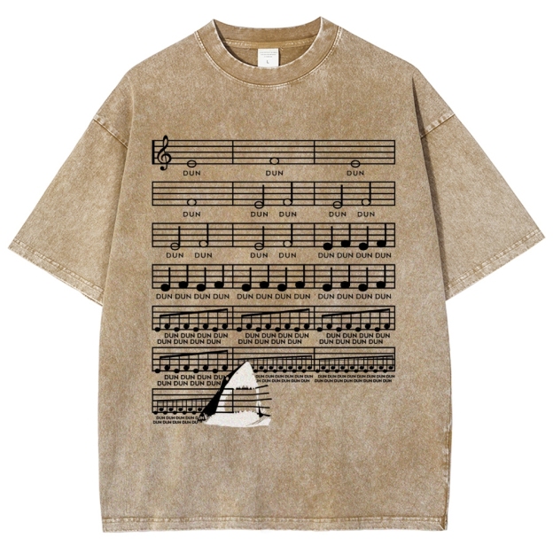 DUN DUN Musical Score Graphic Washed T-Shirt